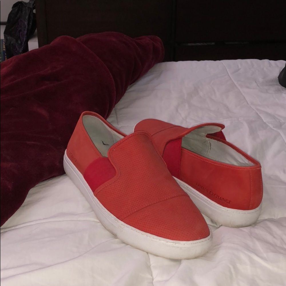 Leather Armani slip on shoes